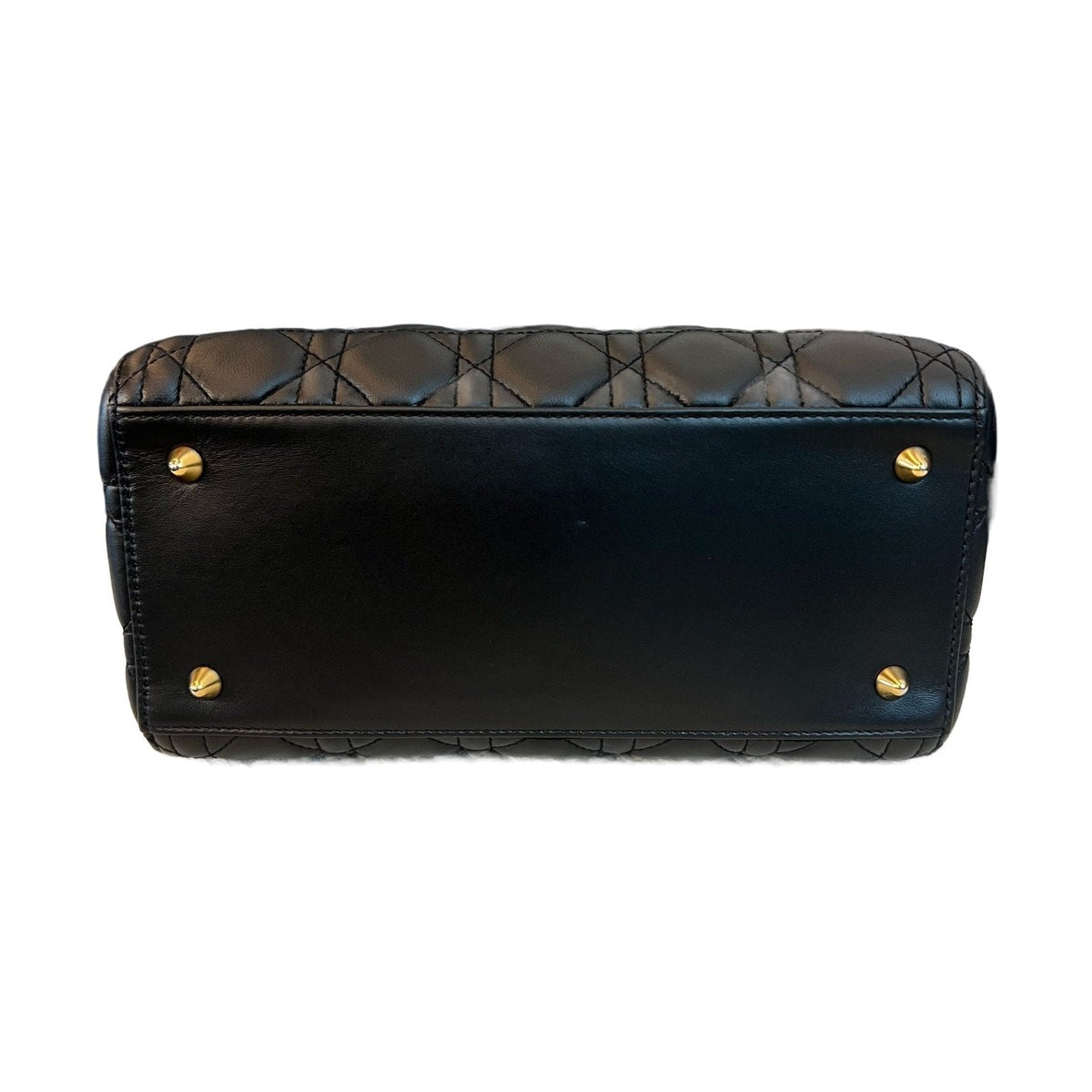 Dior Black & Gold Lambskin Medium Lady Dior Bag, Handbag Shoulder & Crossbody