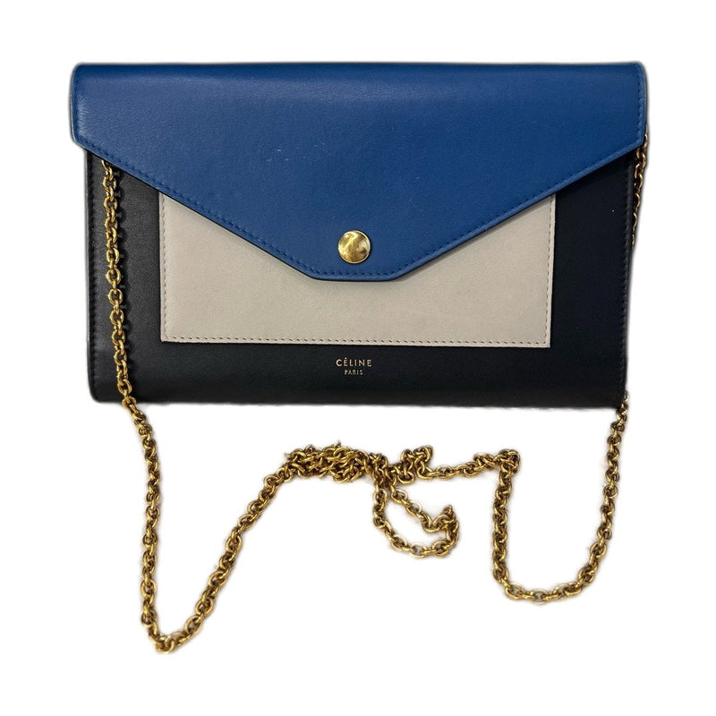 Celine Pocket Tri-Color Leather Crossbody & Shoulder Bag with Logo