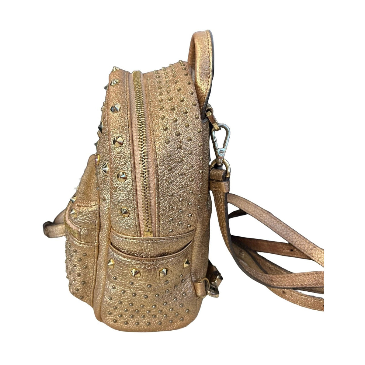 MCM Champagne Gold Studded Mini Backpack