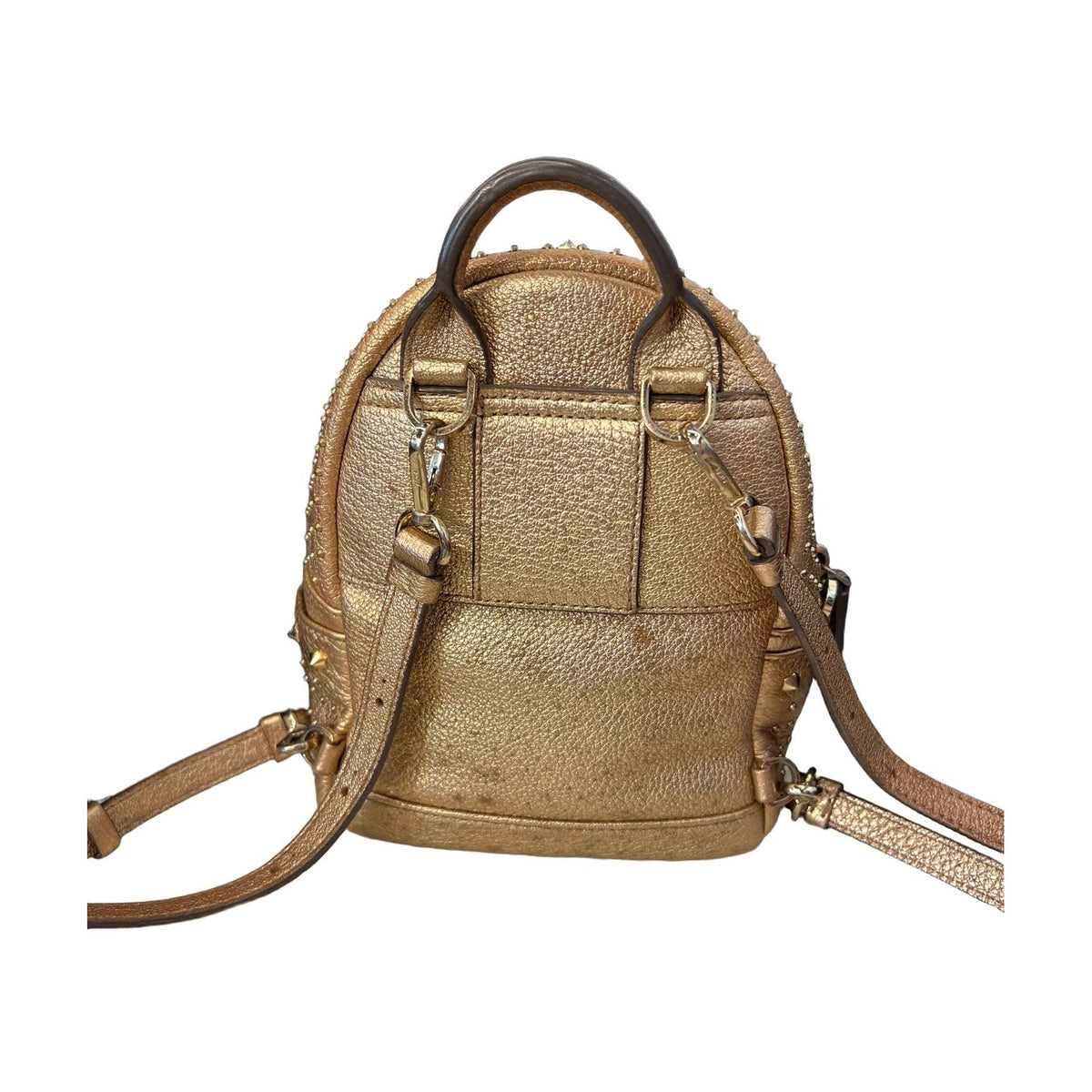 MCM Champagne Gold Studded Mini Backpack
