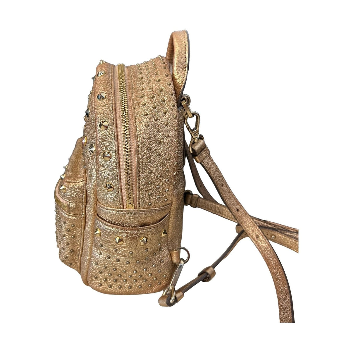 MCM Champagne Gold Studded Mini Backpack