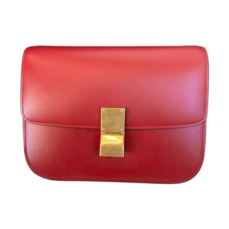 Celine Classic Box, Red Calfskin, Gold Hardware, Shoulder & Crossbody Bag, 2016