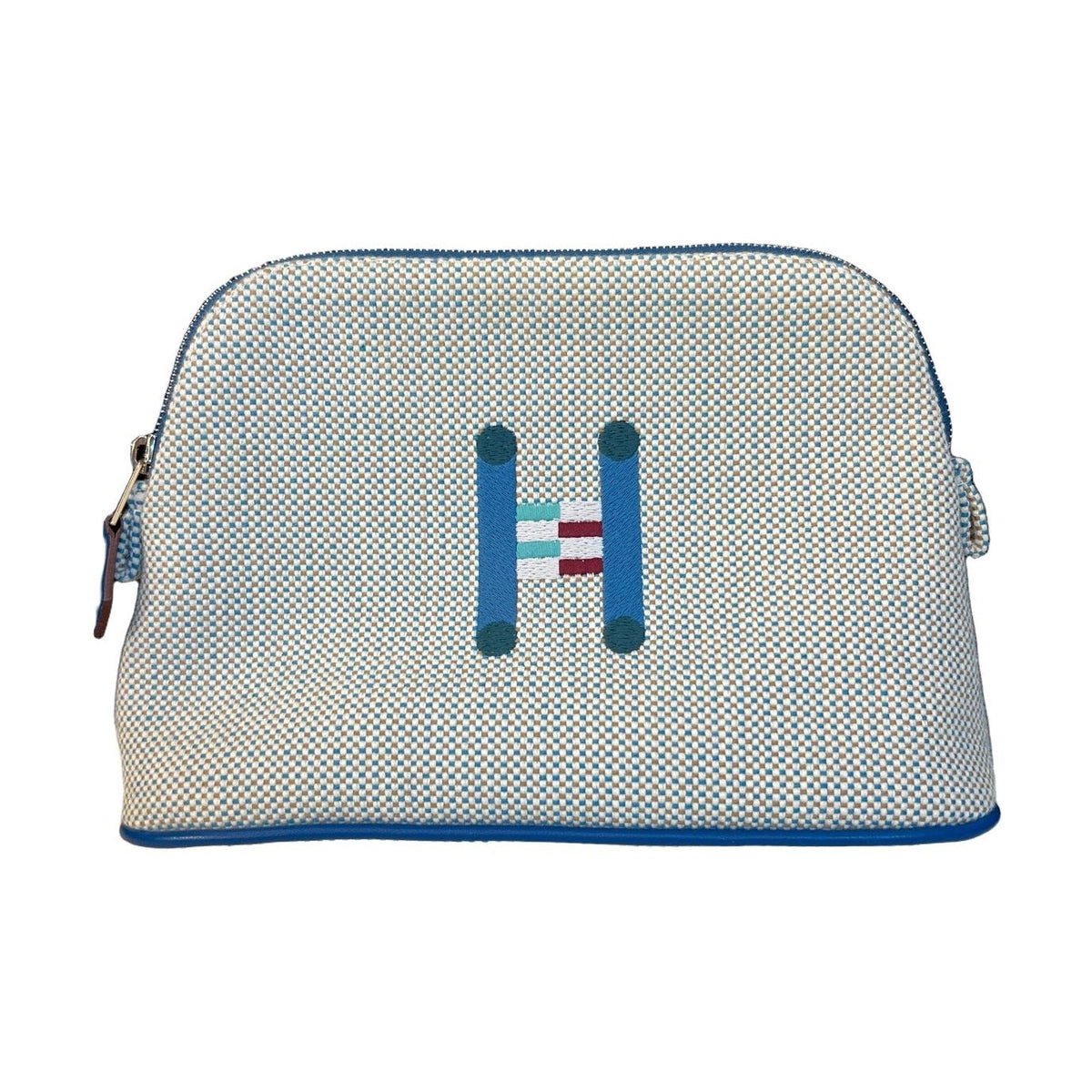 Hermès Brand New Mini Bolide Pouch Blue H Embroidery