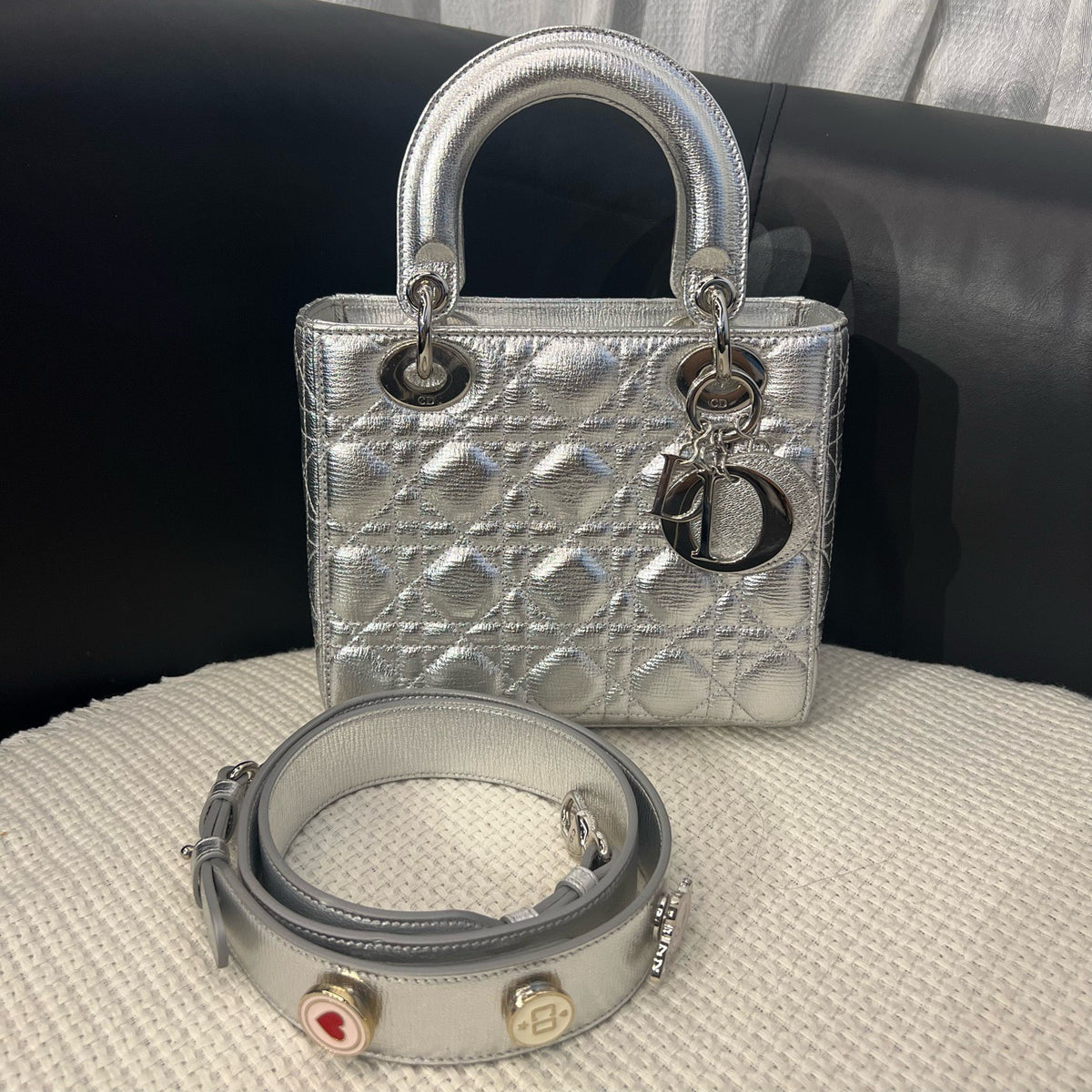 Dior Lady Dior 4-Cannage, Silver with Badge Strap, 2017