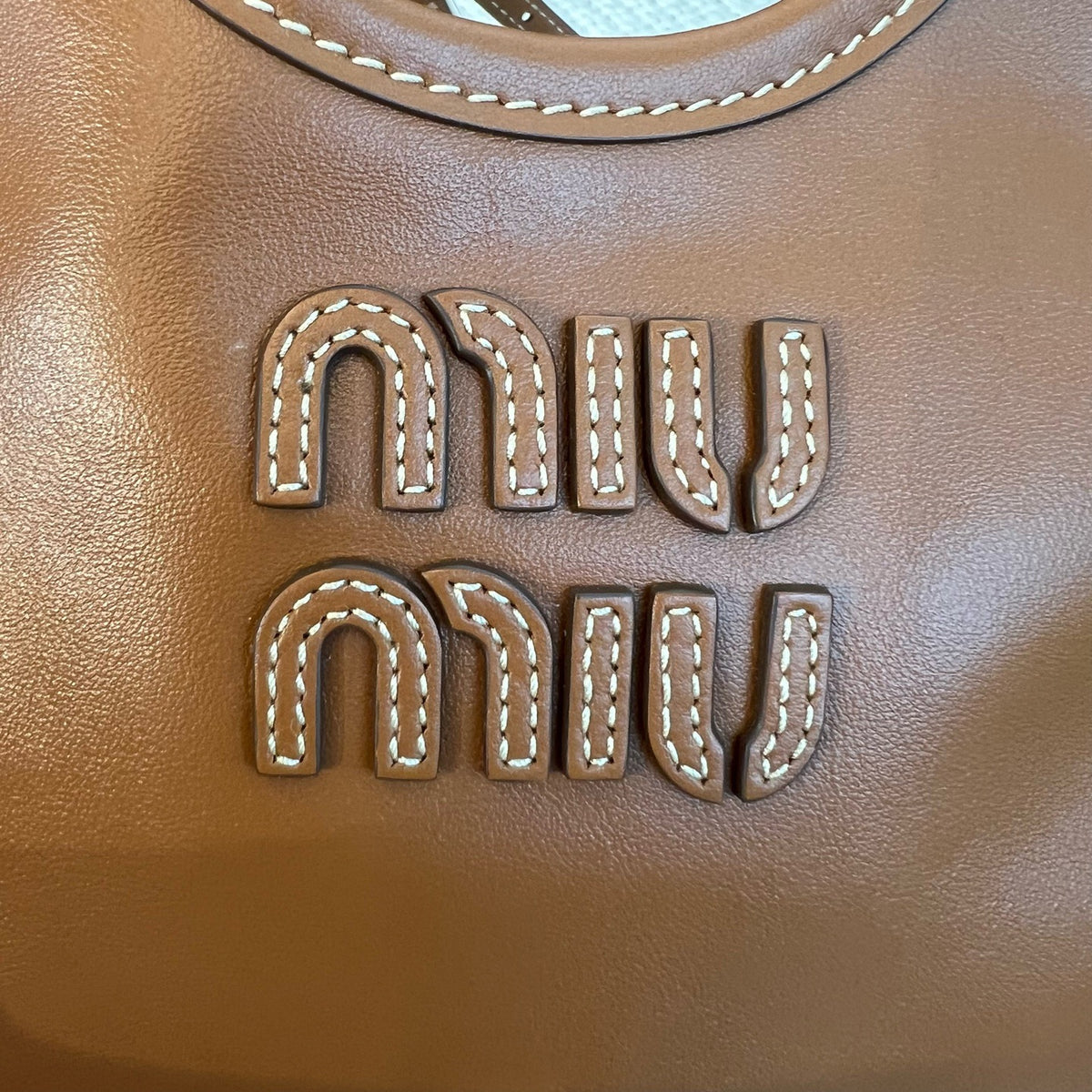 Miu Miu IVY Leather Tote Shoulder Bag, Cognac