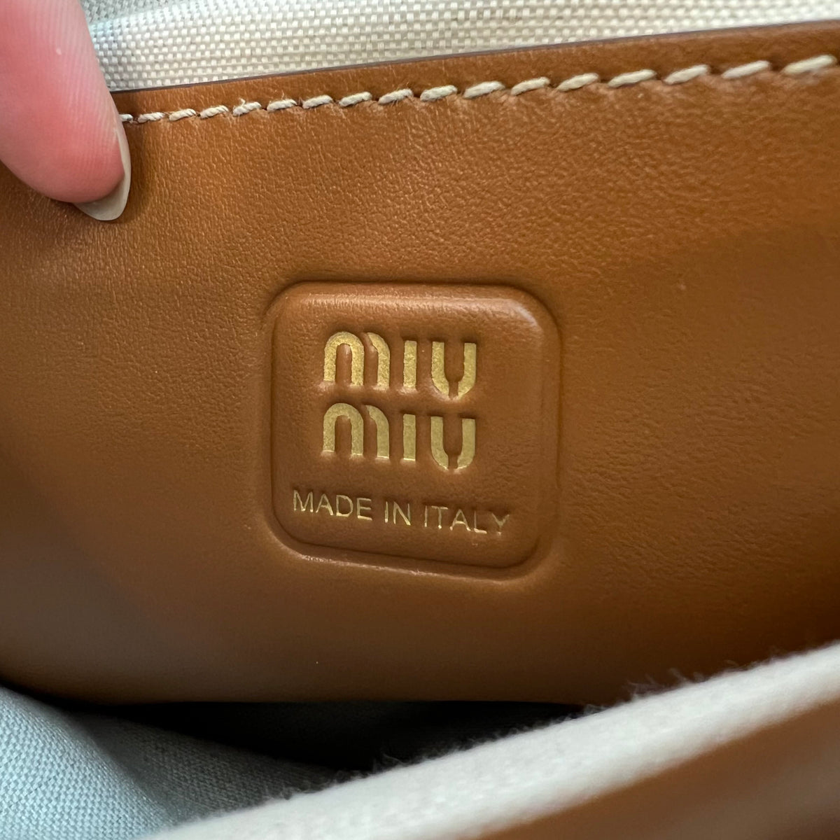 Miu Miu IVY Leather Tote Shoulder Bag, Cognac