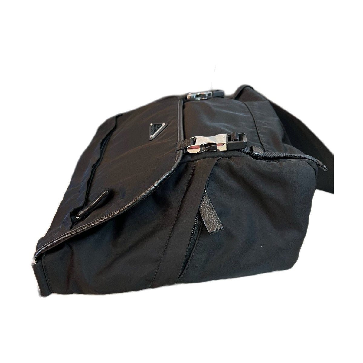 Prada Black & Silver Nylon Messenger Bag
