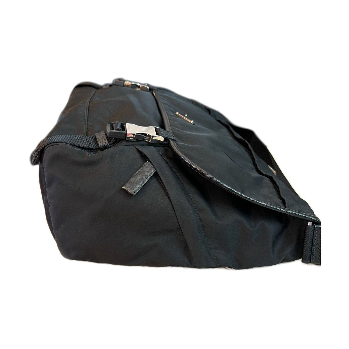 Prada Black & Silver Nylon Messenger Bag