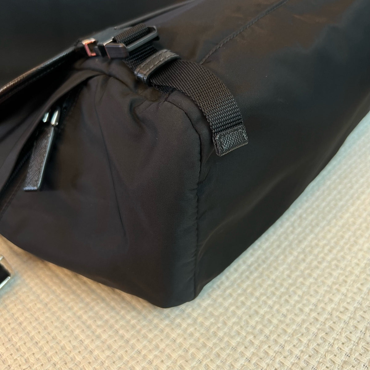 Prada Black & Silver Nylon Messenger Bag
