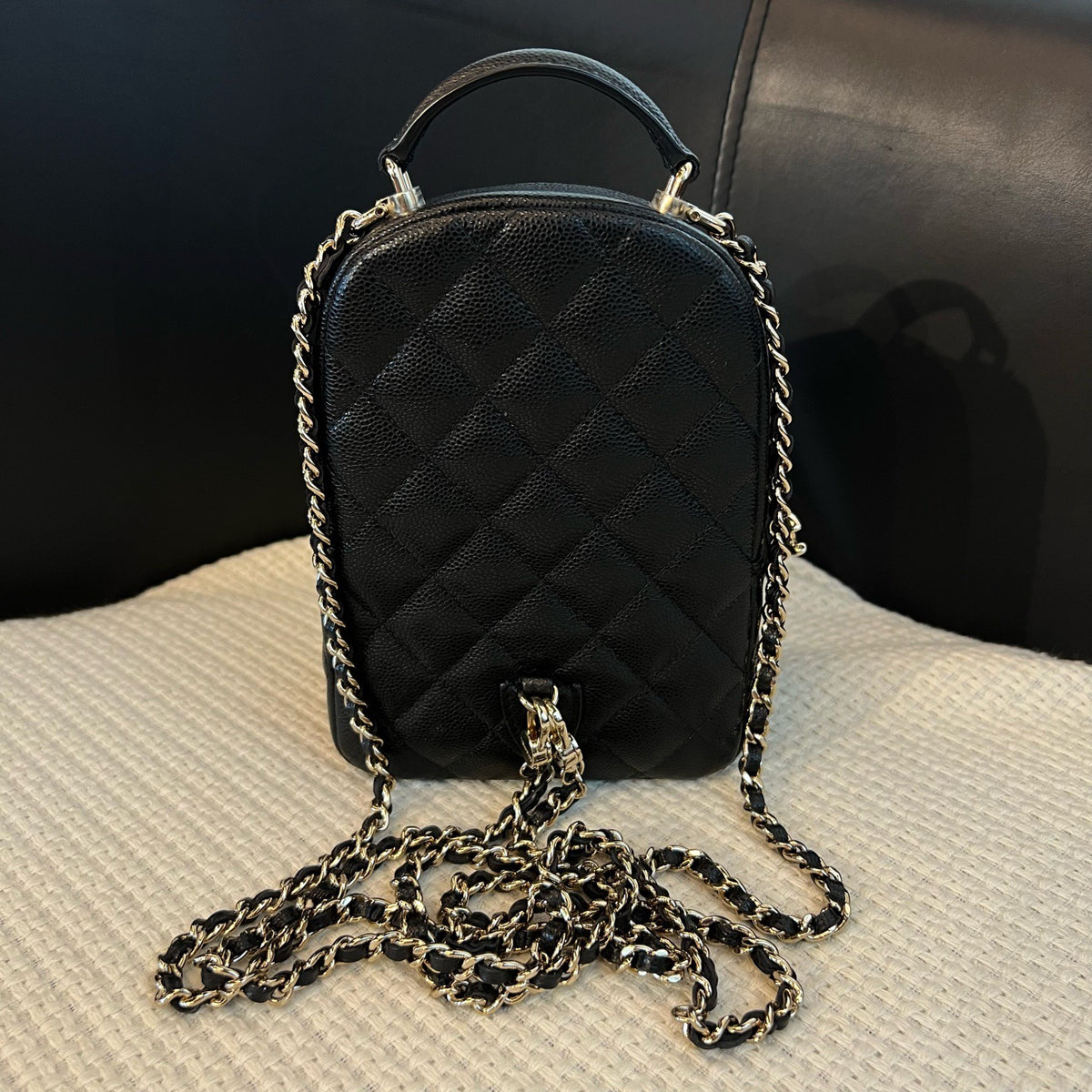 Chanel Black & Gold Mini Backpack, Chip Version