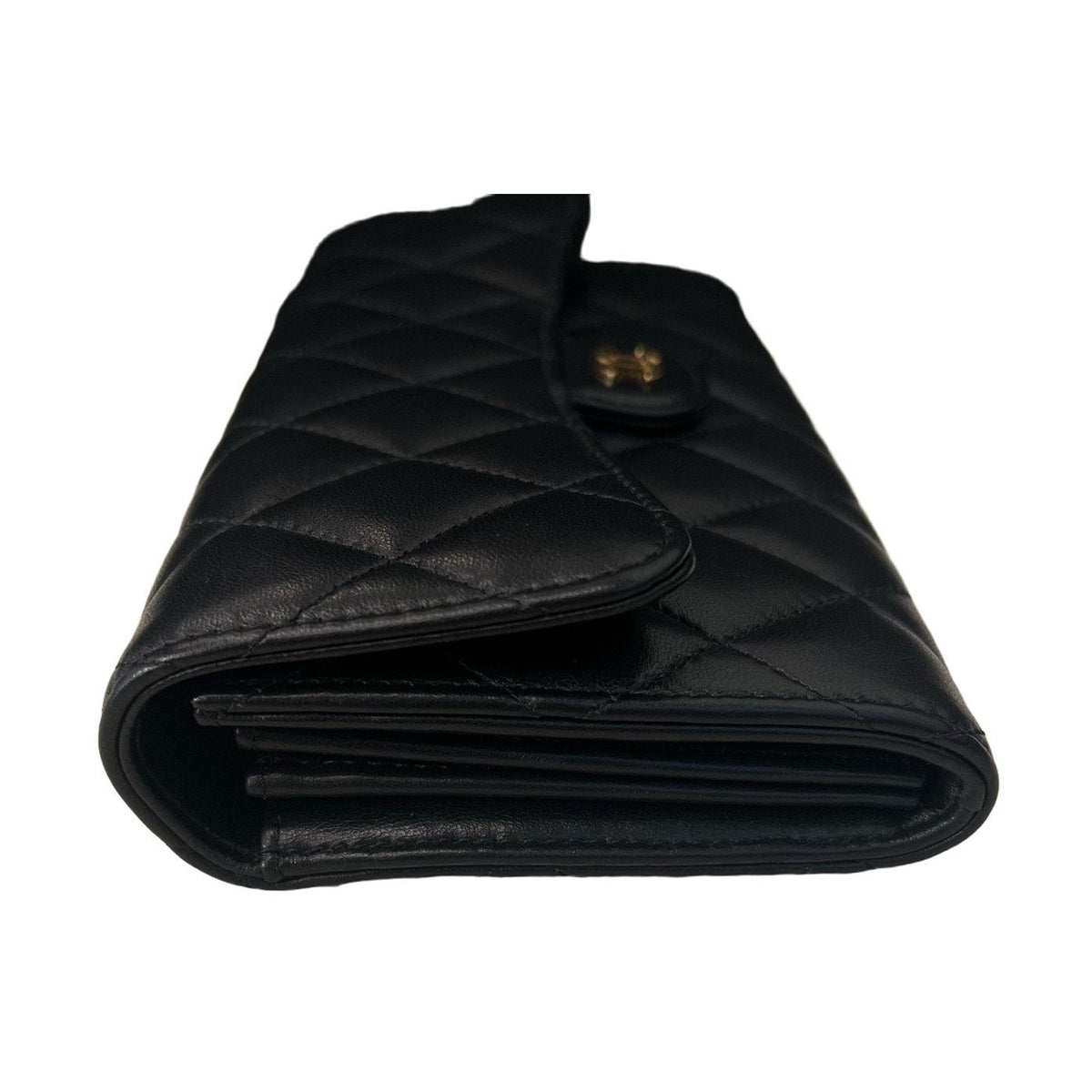 Chanel Classic Flap Wallet Clutch, Black & Gold Lambskin, 27 Series