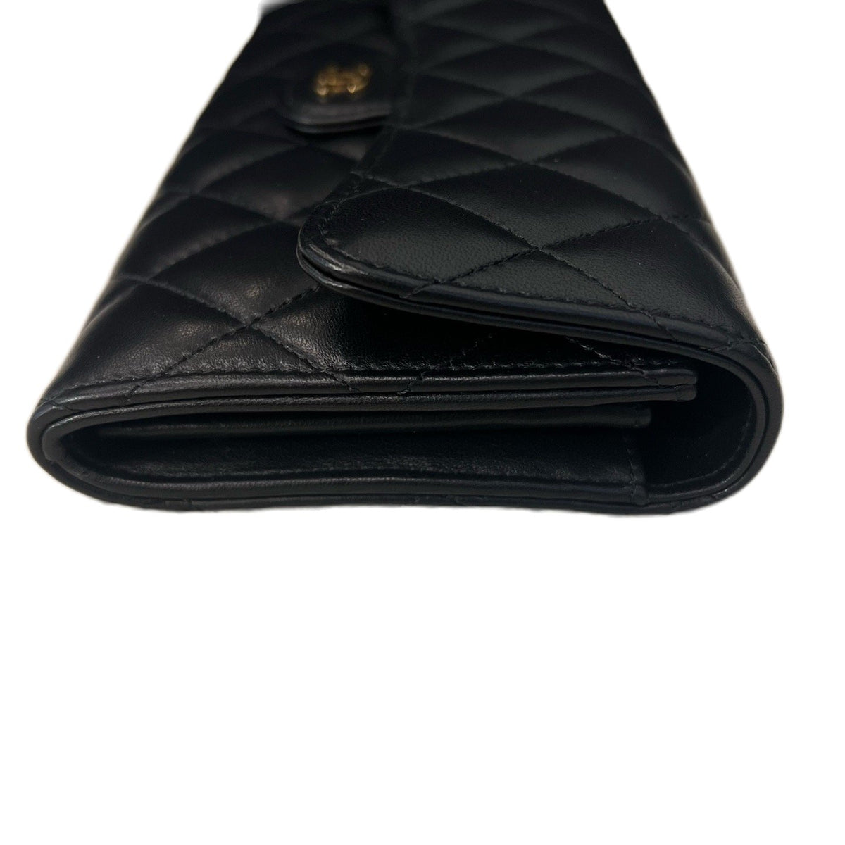 Chanel Classic Flap Wallet Clutch, Black & Gold Lambskin, 27 Series