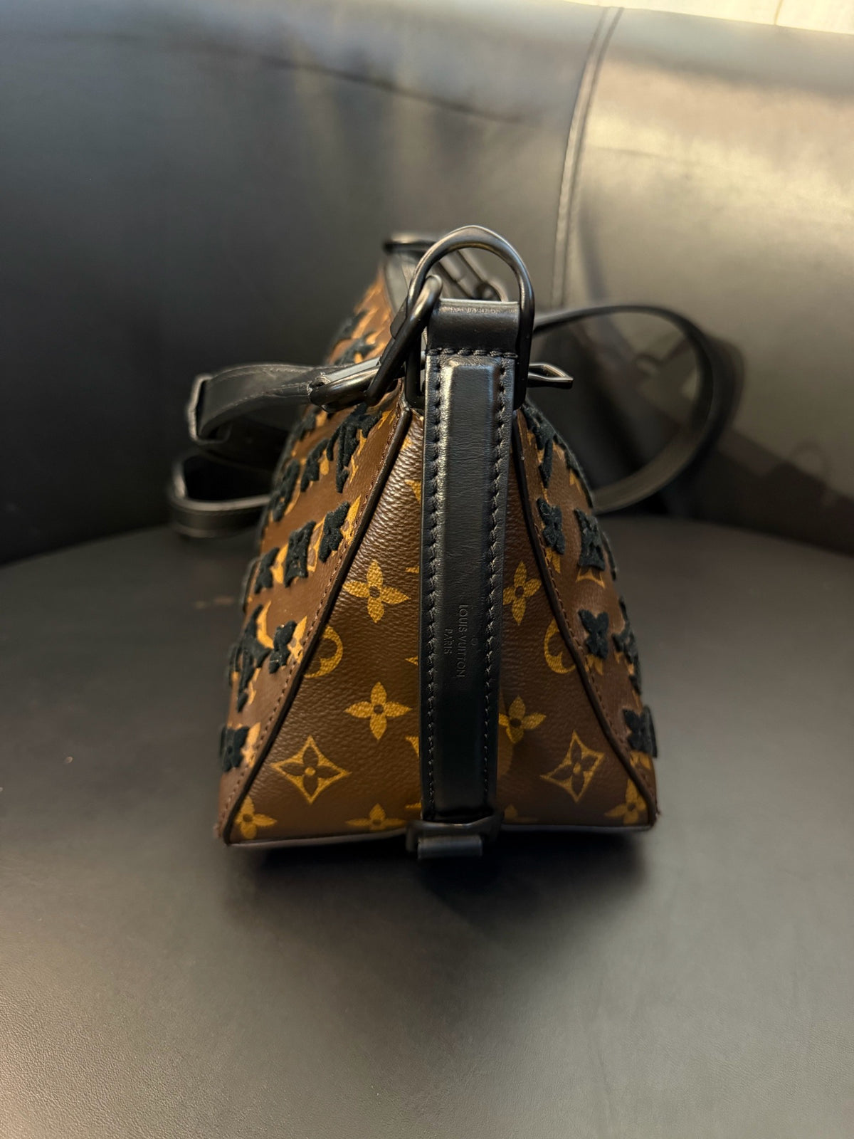 Louis Vuitton Triangle Black & Brown Flocking Limited Edition Messenger Bag, 2019