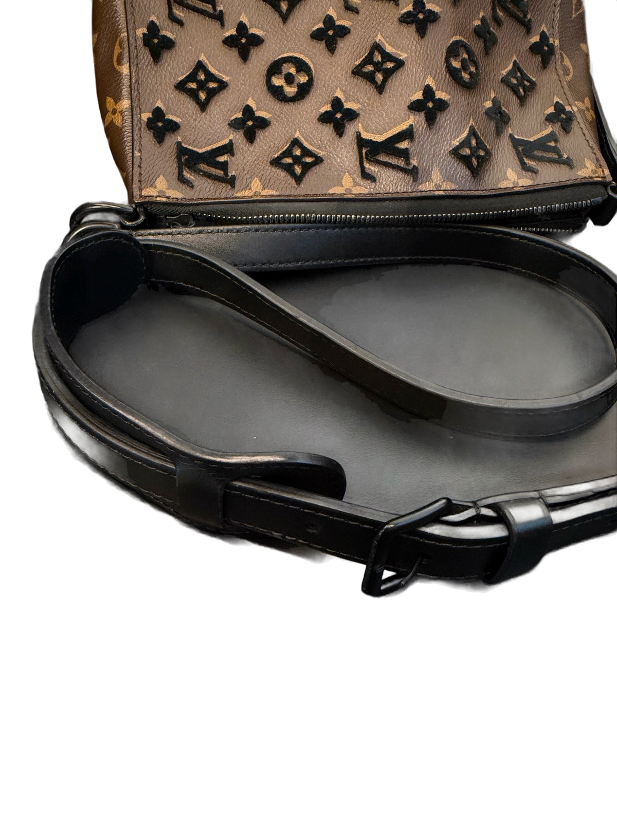 Louis Vuitton Triangle Black & Brown Flocking Limited Edition Messenger Bag, 2019