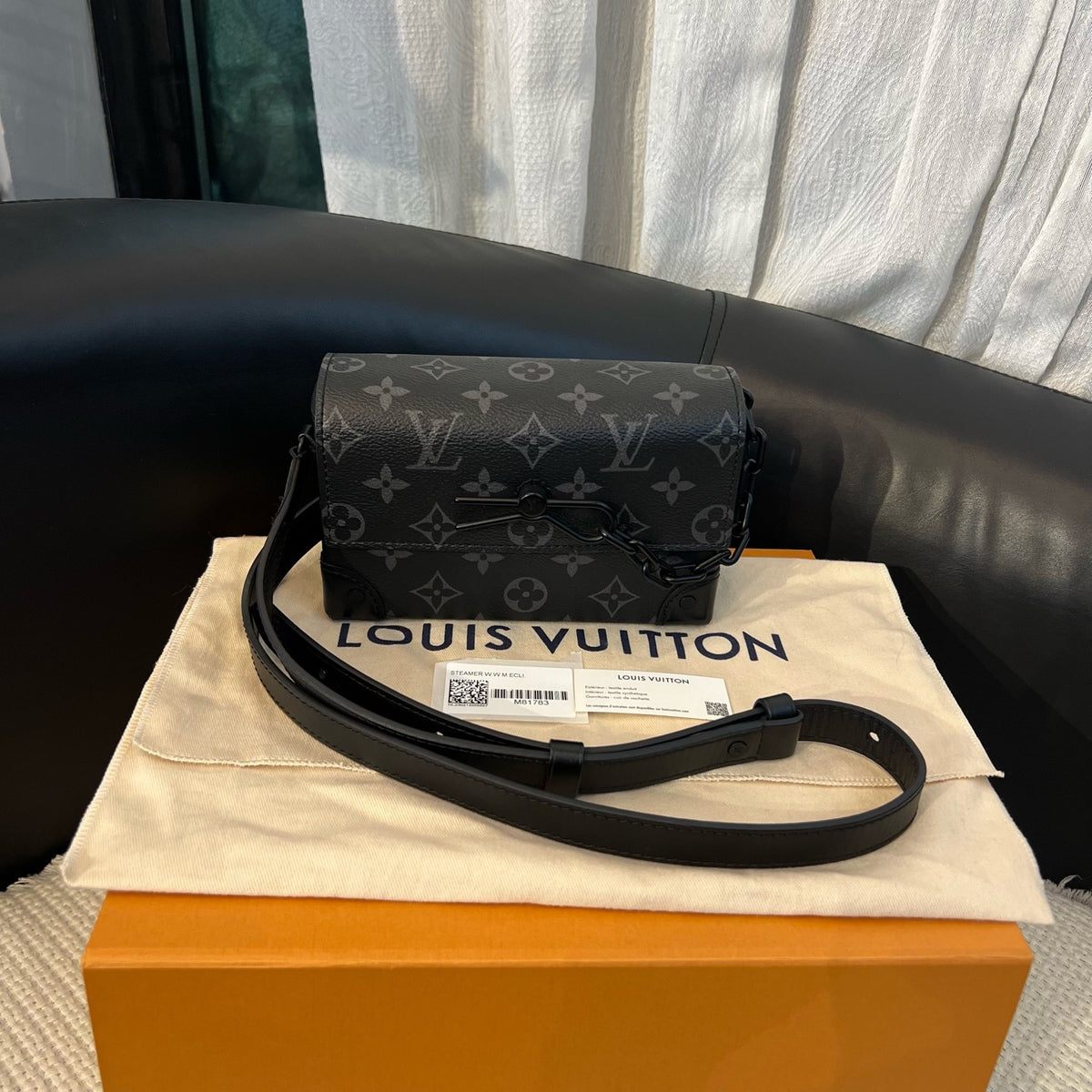 Louis Vuitton Black Phantom Lock Box Bag, Chip Version