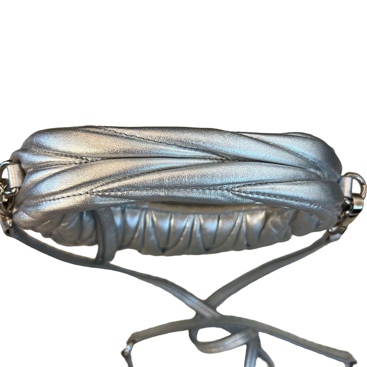 Miu Miu Wander Hobo, Silver Lambskin Ruched Bag