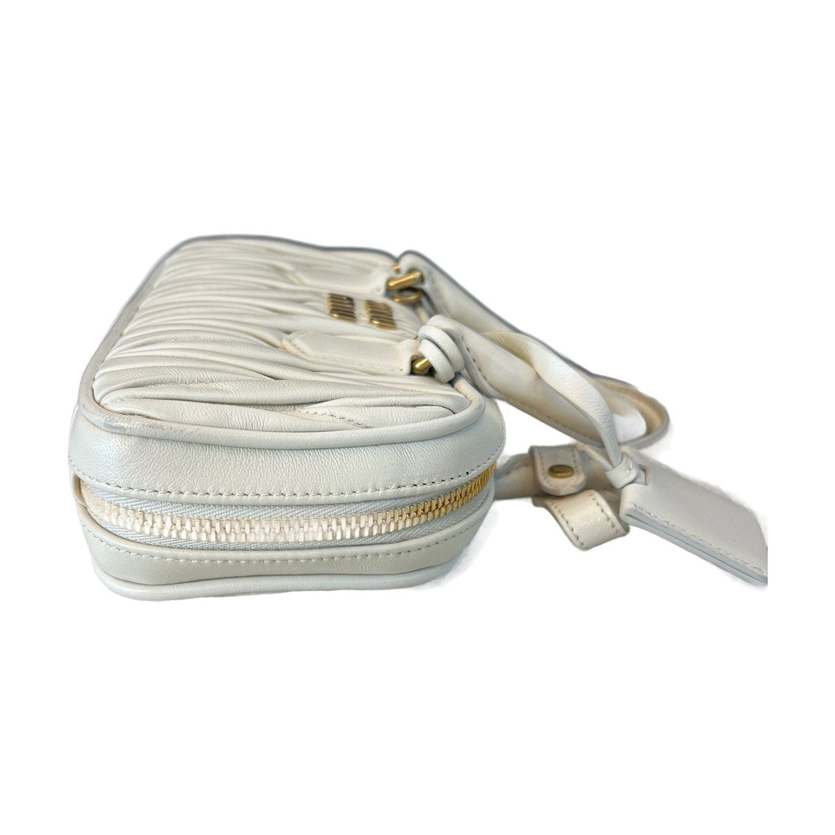 Miu Miu Small Matelassé Lambskin Bowling Bag, White, Handbag & Crossbody Bag