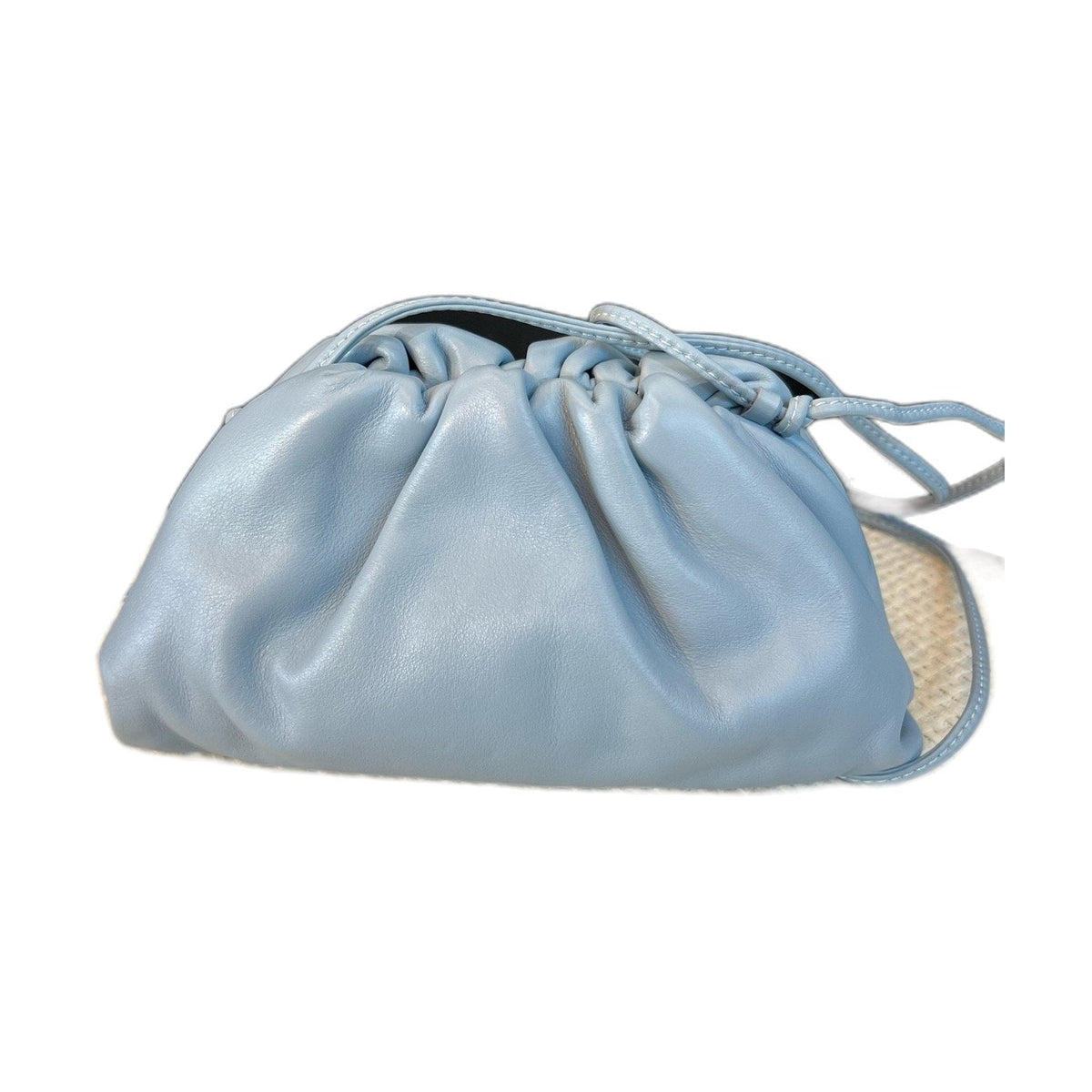 Bottega Veneta Mini Intreccio Cloud Bag, Calfskin Leather, Blue, Clutch Crossbody Shoulder Bag
