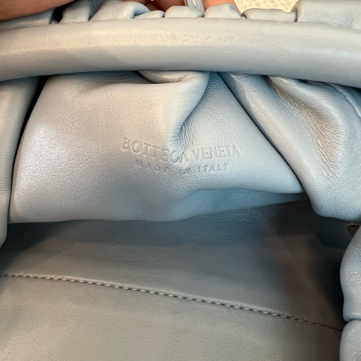 Bottega Veneta Mini Intreccio Cloud Bag, Calfskin Leather, Blue, Clutch Crossbody Shoulder Bag