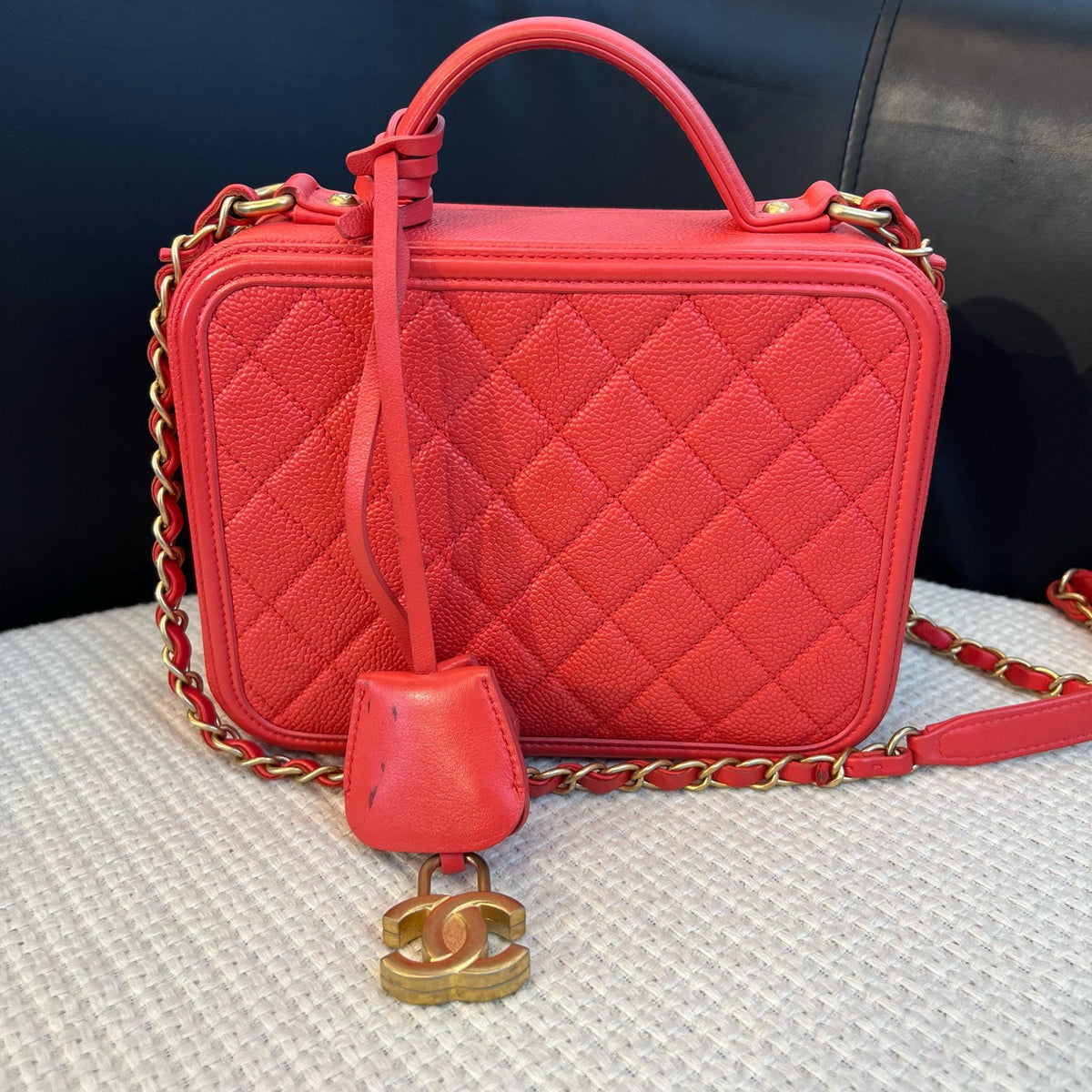 Chanel Red & Gold Vanity Camera Bag, Handbag, Shoulder & Crossbody Bag, Series 28