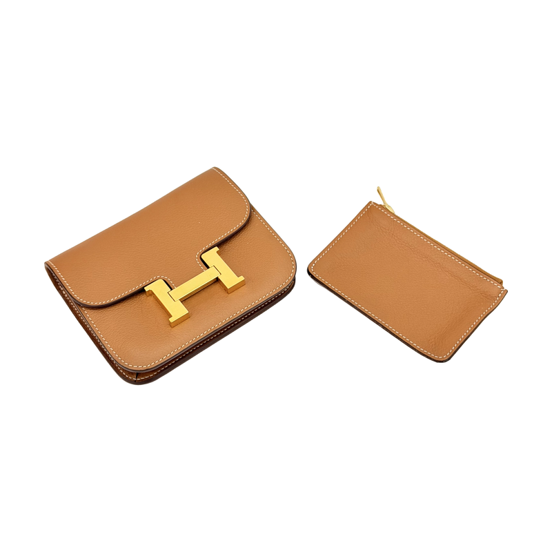 Hermès Constance Slim Card Holder, Gold, B Stamp