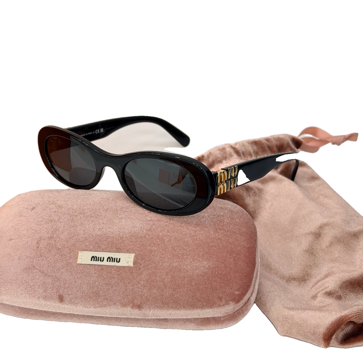Miu Miu Sunglasses, Black and Gold