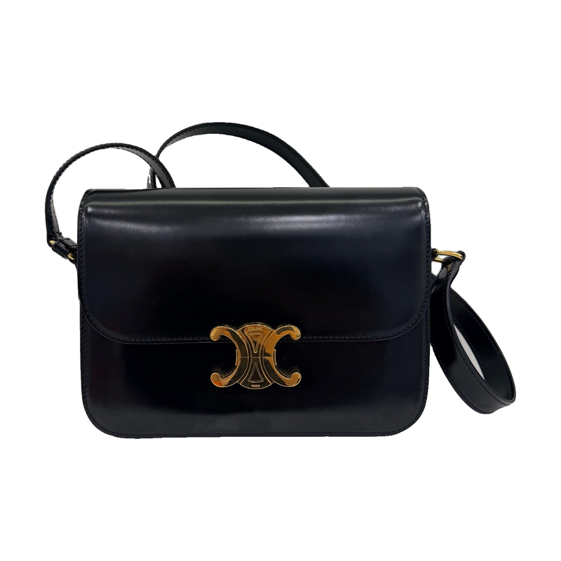 Celine Medium Box Bag, Black, Gold Hardware