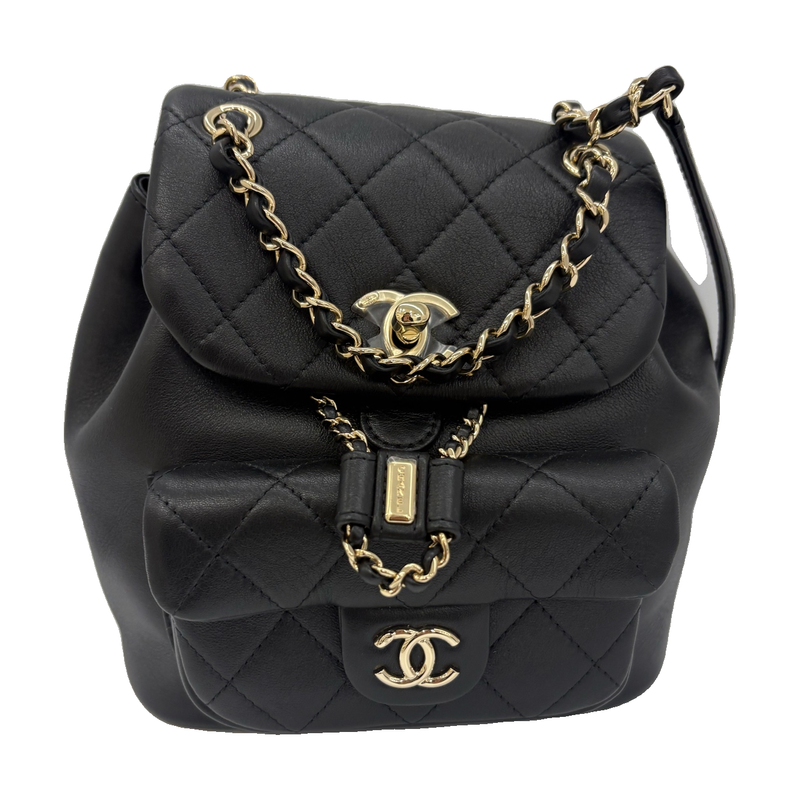 Chanel Duma Backpack, Black, Gold Hardware