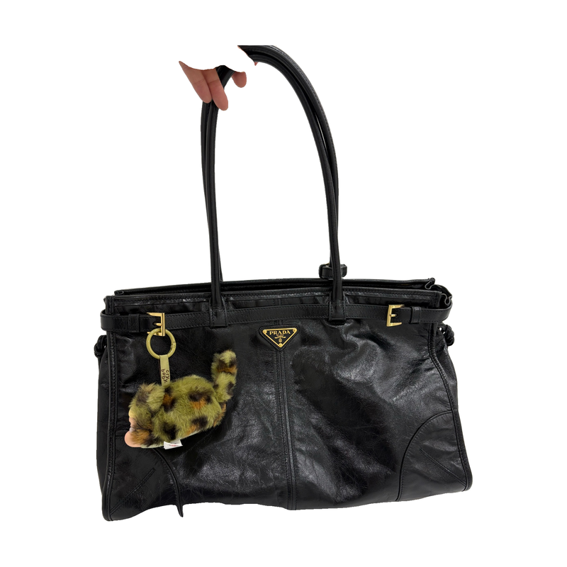 Prada Soft Large Bag, Black, Gold Hardware