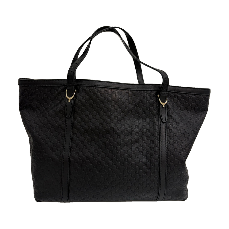 Gucci Black GG Leather Tote Bag