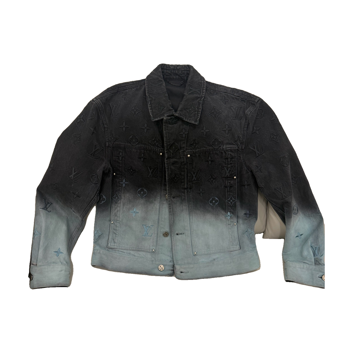 Louis Vuitton Gradient Monogram Denim Jacket, Blue and Black, Size 48