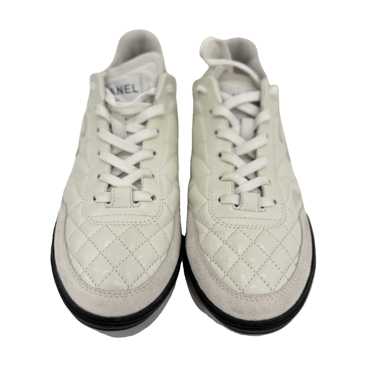 Chanel Calfskin Sneakers, White, Size 37.5