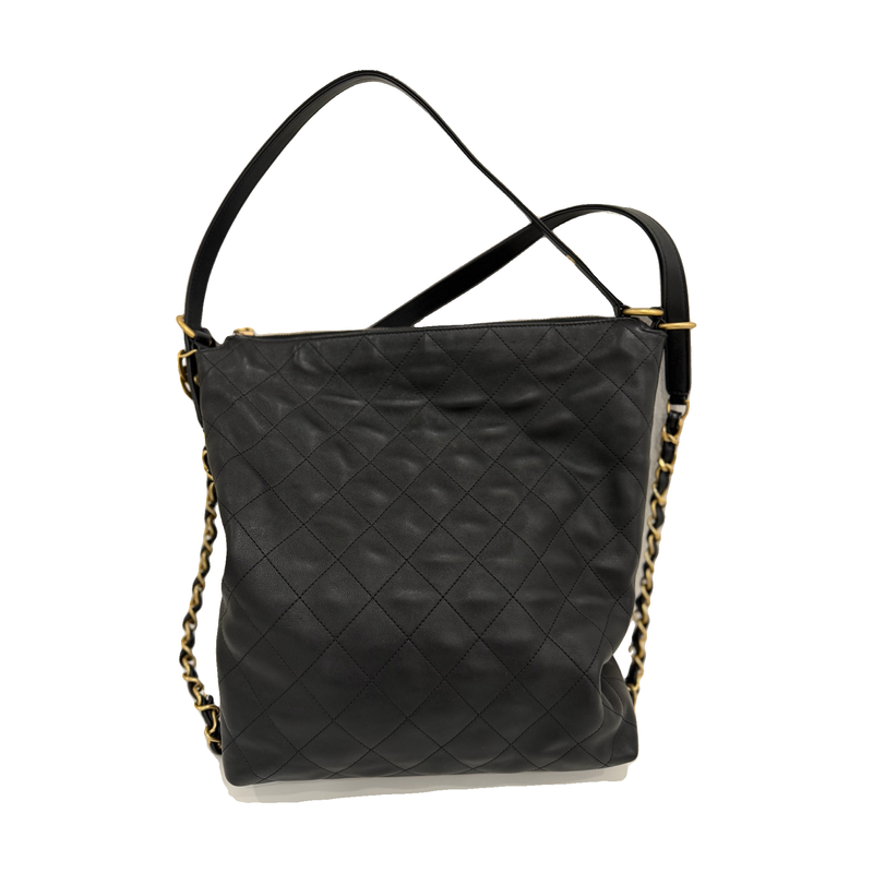 Chanel 25S Medium Hobo, Black, Gold Hardware