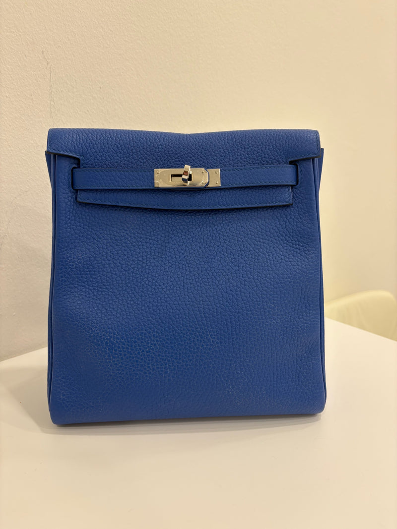 Hermès Kelly Ado, I7 Blue, Taurillon Clemence Leather, Silver Hardware, D Stamp