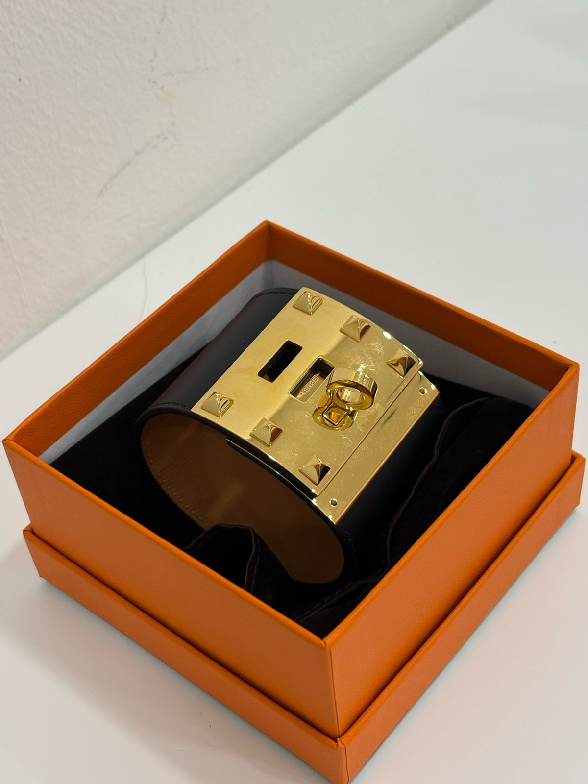 Hermès Cuff Bracelet, Black and Gold