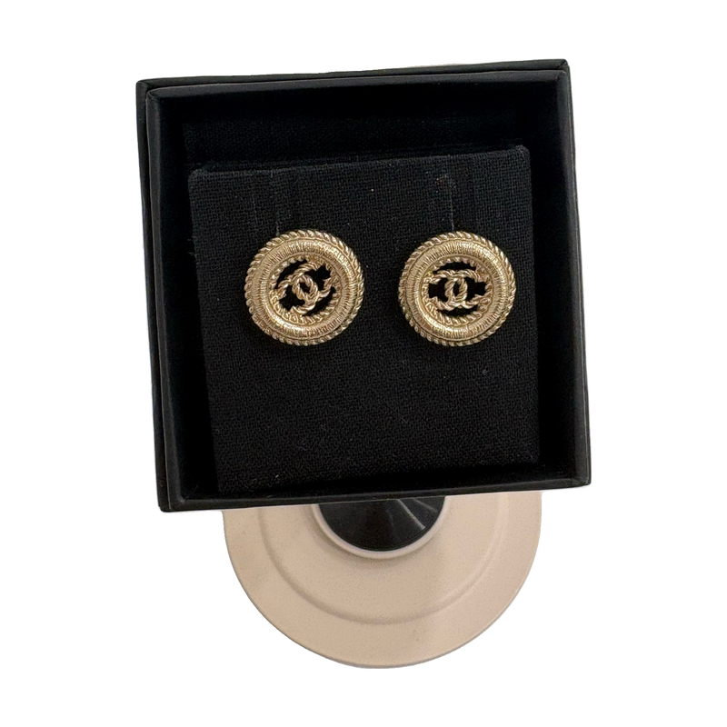 Chanel Double C Round Stud Earrings, 2017