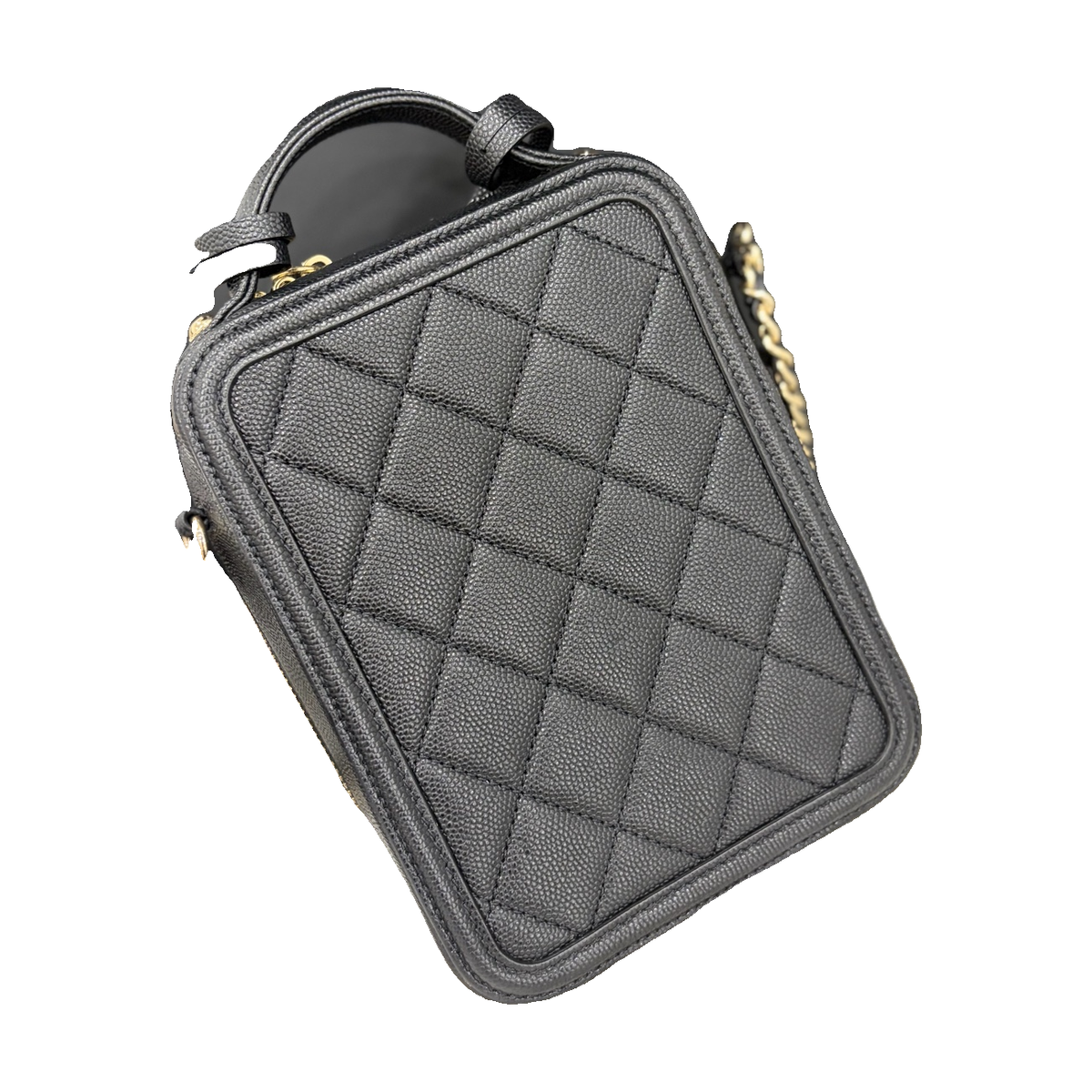 Chanel Vertical Camera Bag, Black, Gold Hardware, Series 28