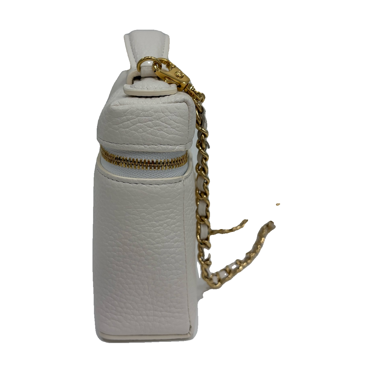 Chanel White Cowhide Leather Vanity Chain Bag, Microchip Version