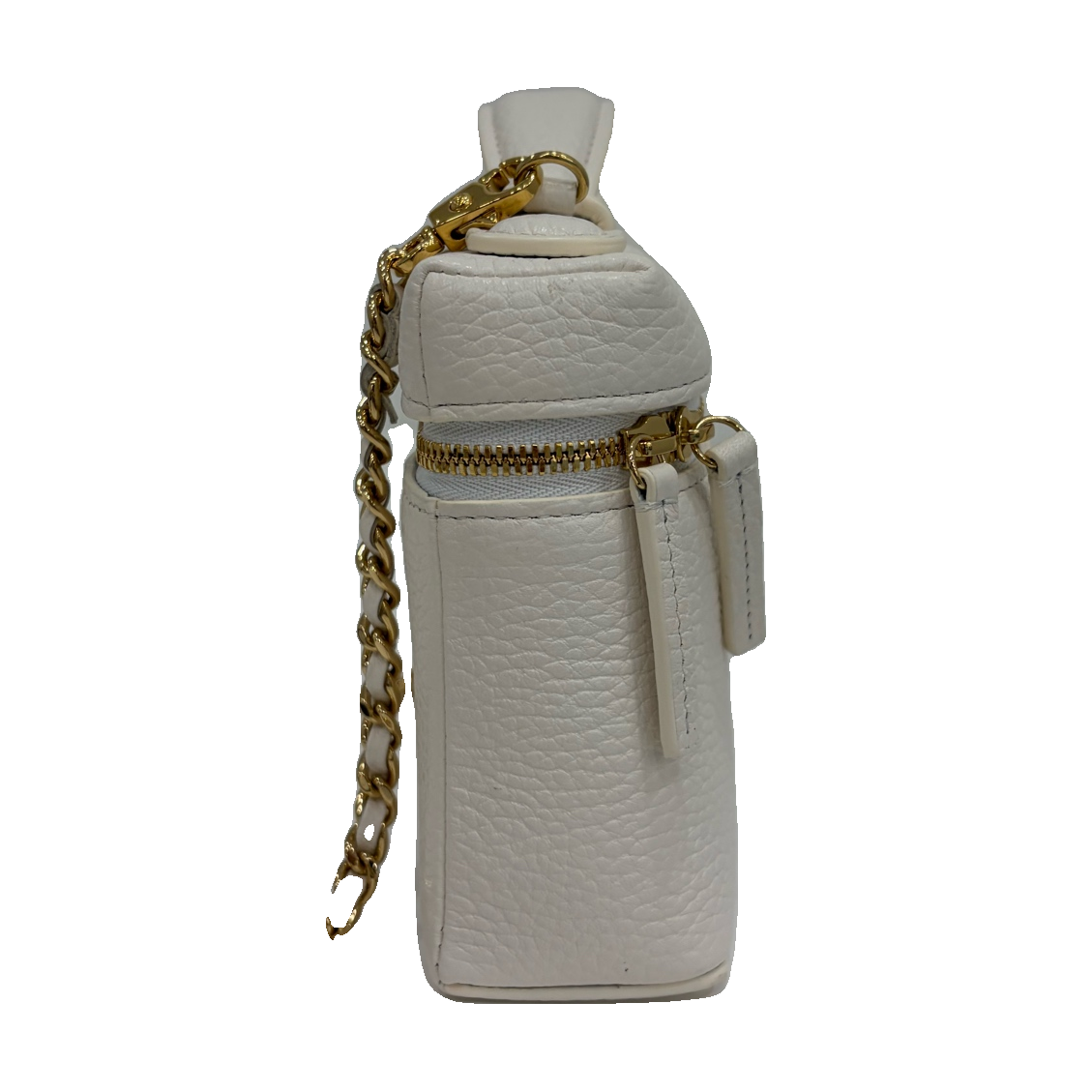 Chanel White Cowhide Leather Vanity Chain Bag, Microchip Version