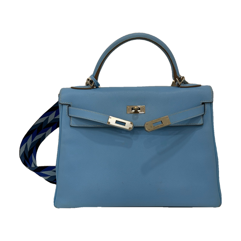 Hermès Kelly 32, Blue, Square O Stamp