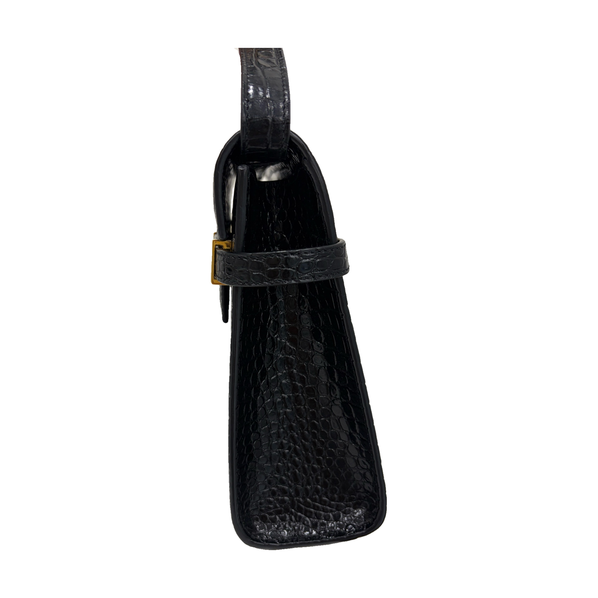 Saint Laurent Manhattan Medium, Black Croc-Embossed Leather, Gold Hardware