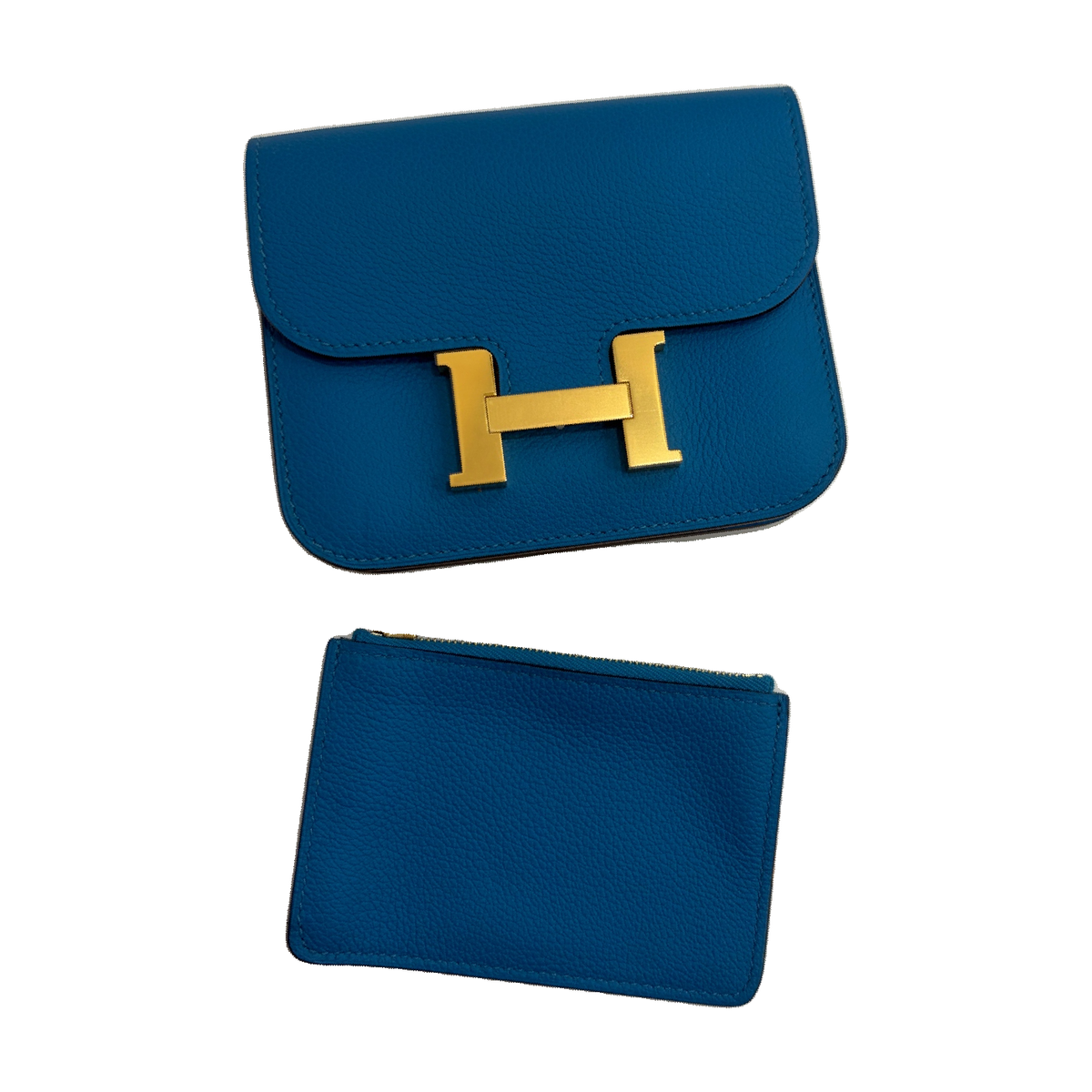 Hermès Slim Wallet, Blue, Gold Hardware, Y Stamp
