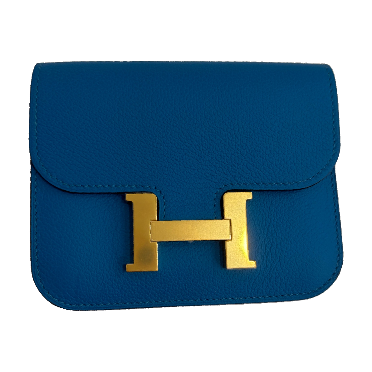 Hermès Slim Wallet, Blue, Gold Hardware, Y Stamp