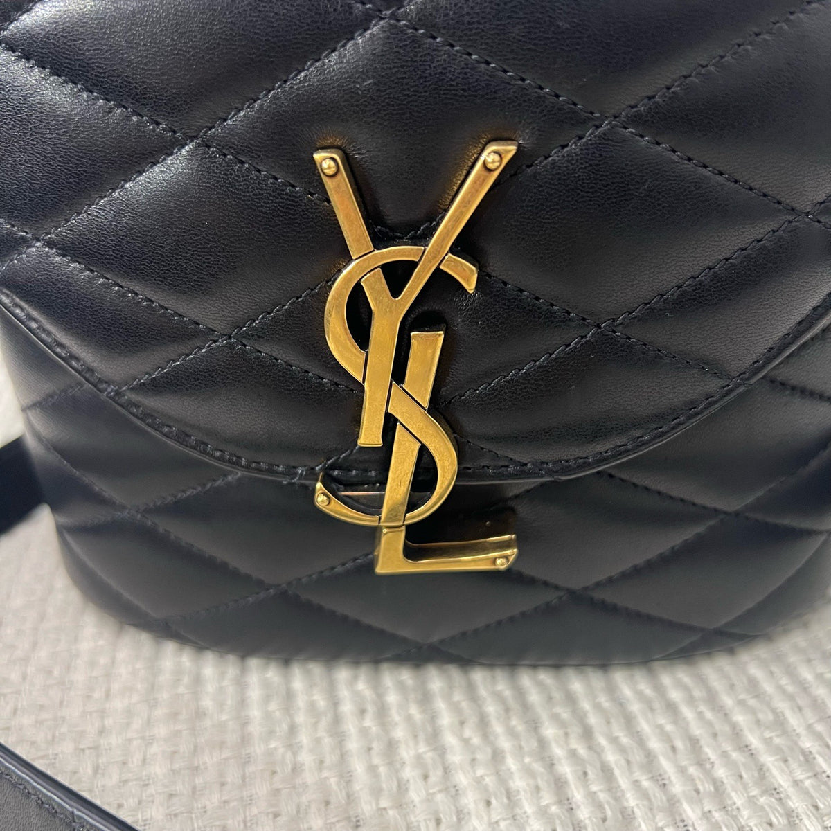 Saint Laurent YSL Black Quilted Logo Box Lunch Bag, Shoulder & Crossbody Bag