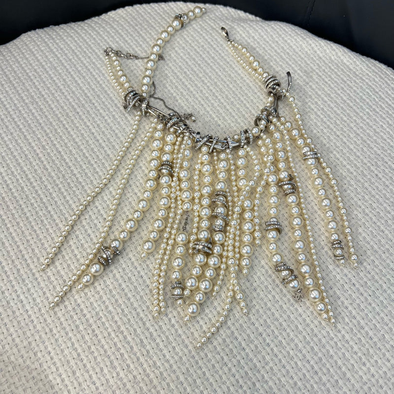 Chanel Waterfall Fringe Pearl Necklace