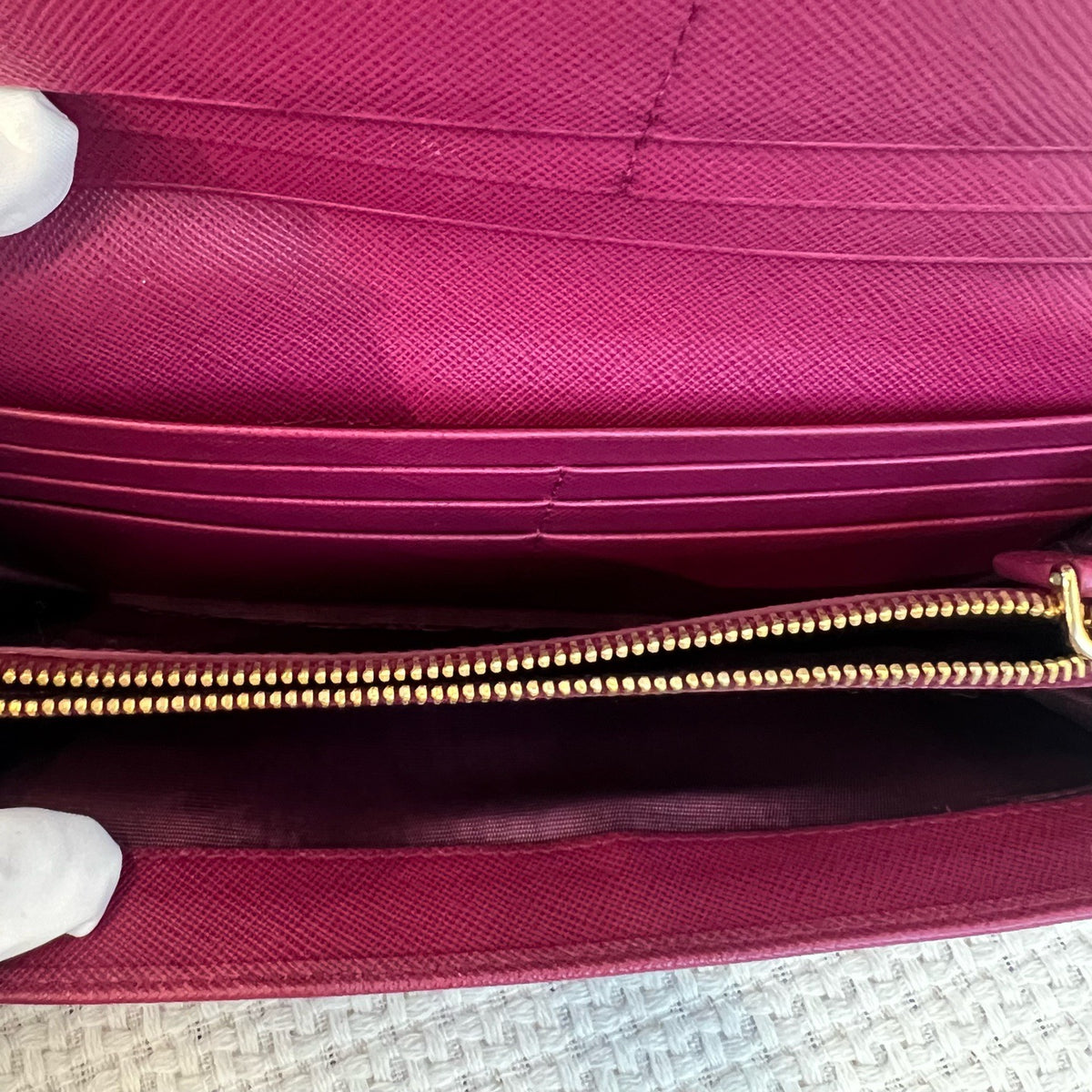 Prada Saffiano Leather Long Wallet, Fuchsia