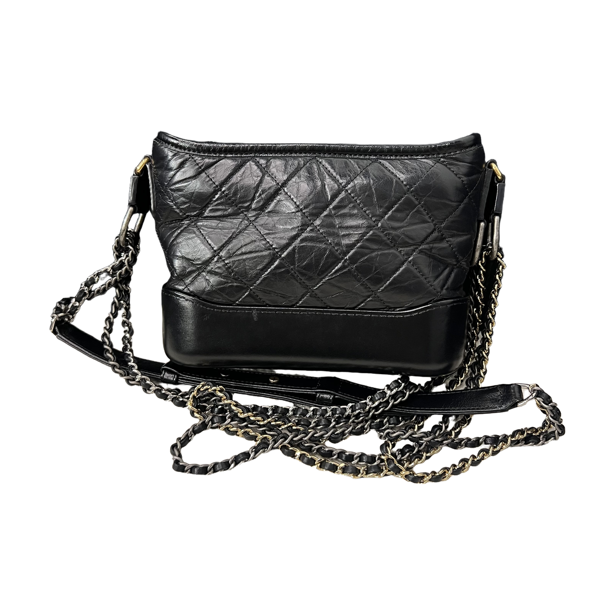 Chanel Metales Art Series Badge Gabrielle Small Bag, Black Caviar & Gold Hardware, 24 Stamp
