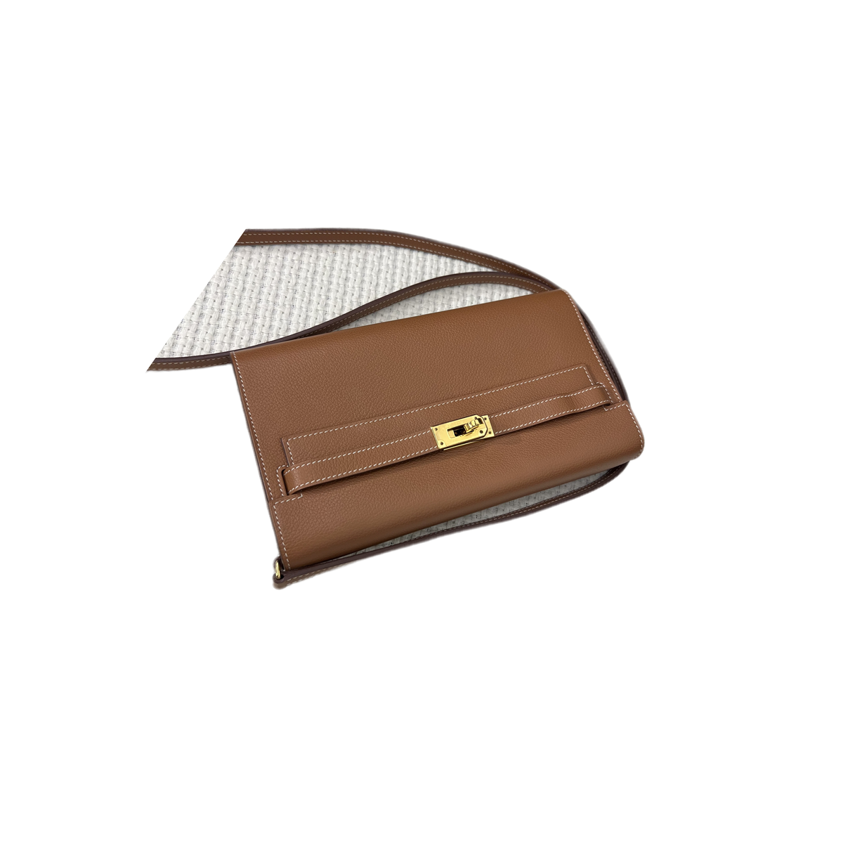 Hermès Kelly, Togo (EC) Leather, Gold Brown, Gold Hardware, B Stamp