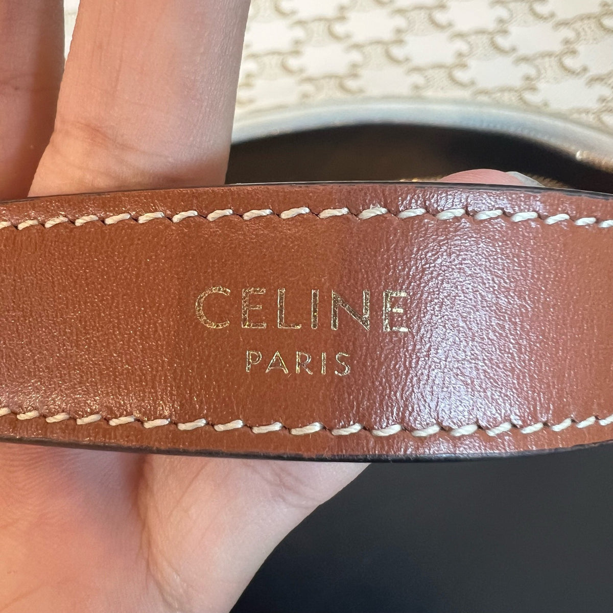 Celine Triomphe White Monogram AVA Shoulder Bag
