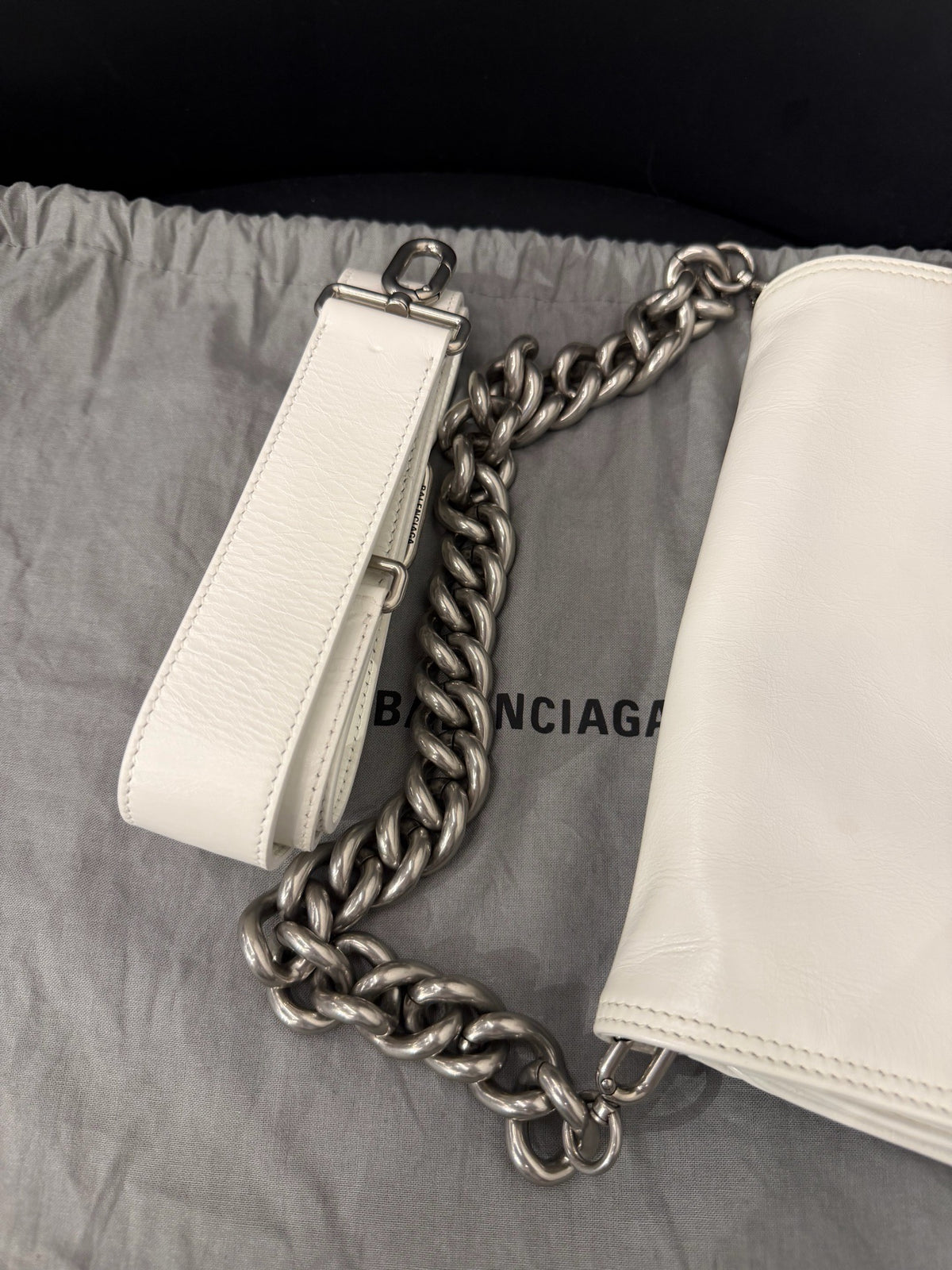 Balenciaga BB Soft Flap Bag, White, Small Size